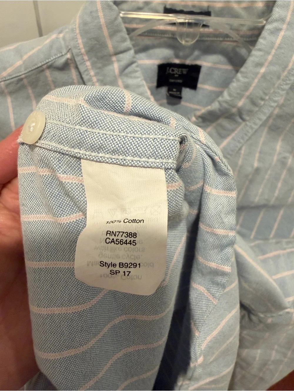 J. Crew Light Blue and White Stripe Oxford Button-Down Shirt